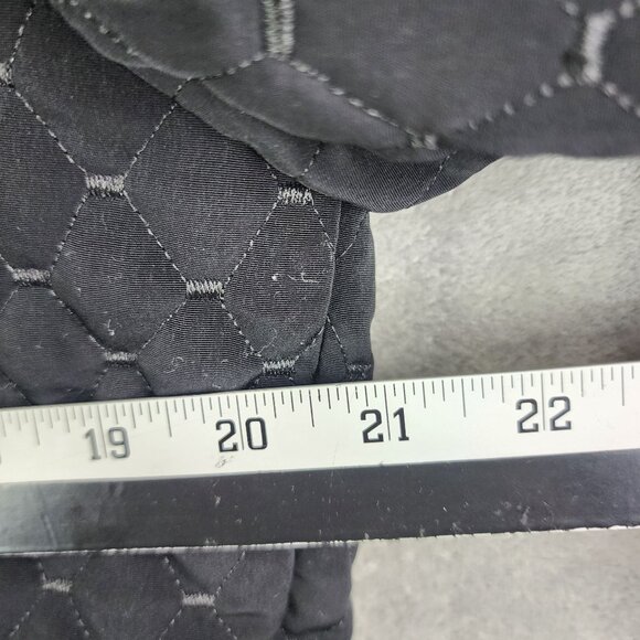 Womens Black Quilted Jacket By Gallery Full Zip Long Sleeve Zip Pockets Size L - Picture 10 of 11
